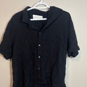 Abercrombie & Fitch Black SUMMER LINEN BLEND Button down light airy